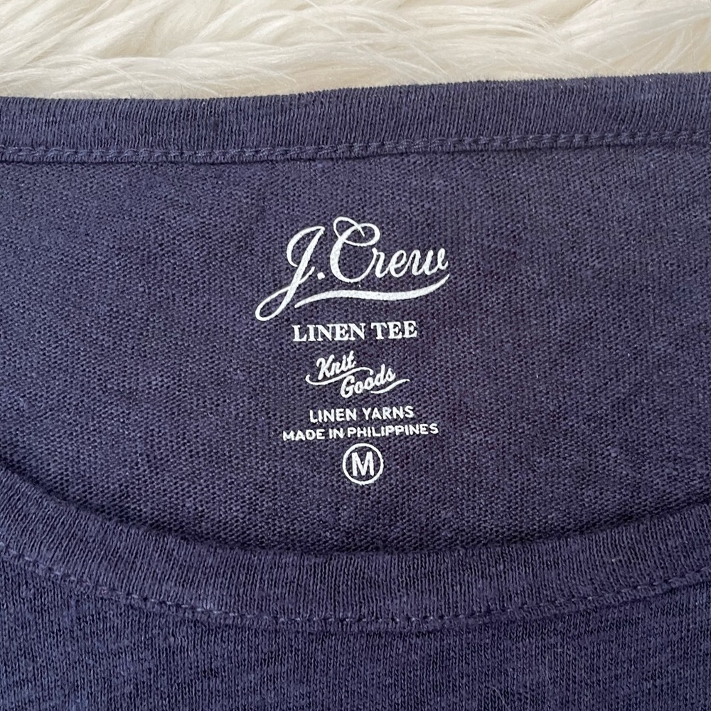 {J. Crew} Linen Ruffle Shell Shell Tank in Navy - Women's Medium - NWT - Picture 8 of 11
